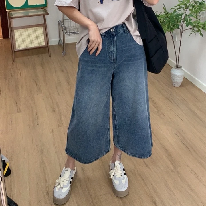 YOUMOMAN夏季新款阔腿宽松牛仔裤