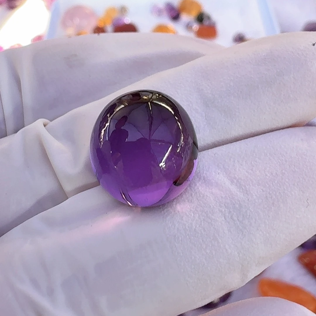 紫蛋面未镶嵌紫晶海**心