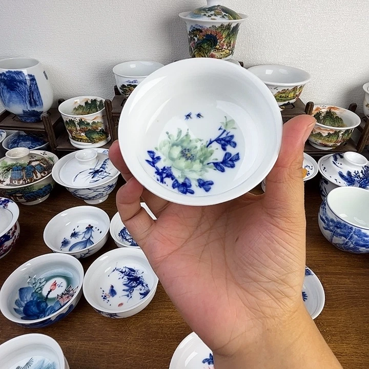 忠意堂釉下彩绿牡丹微瑕不退