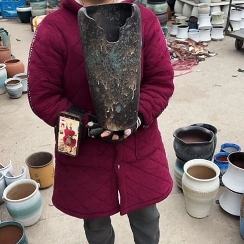 口16高38瑕疵盆子。