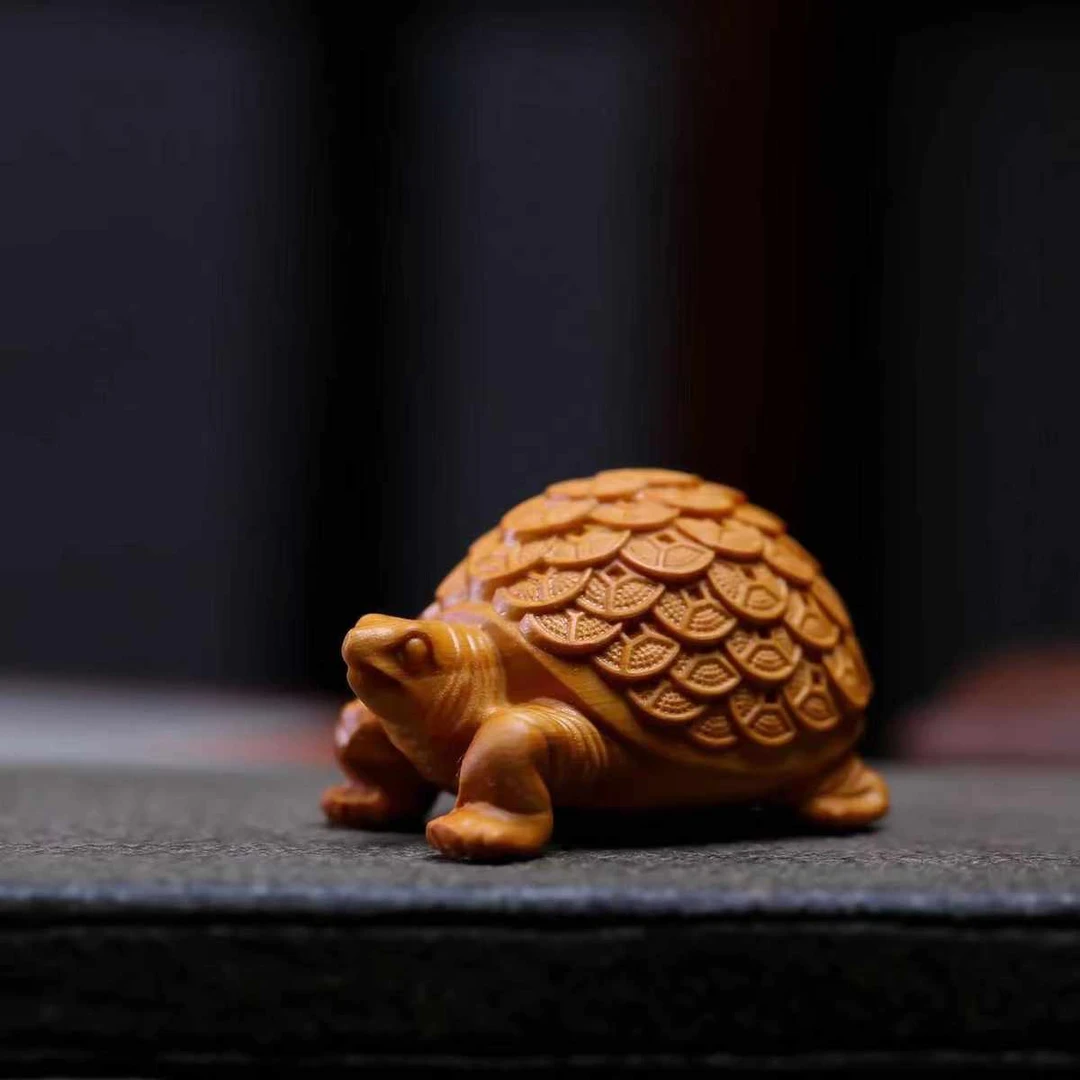 崖柏木雕刻金钱龟摆件禅意文玩长寿龟小摆件茶宠装饰家居国风文玩