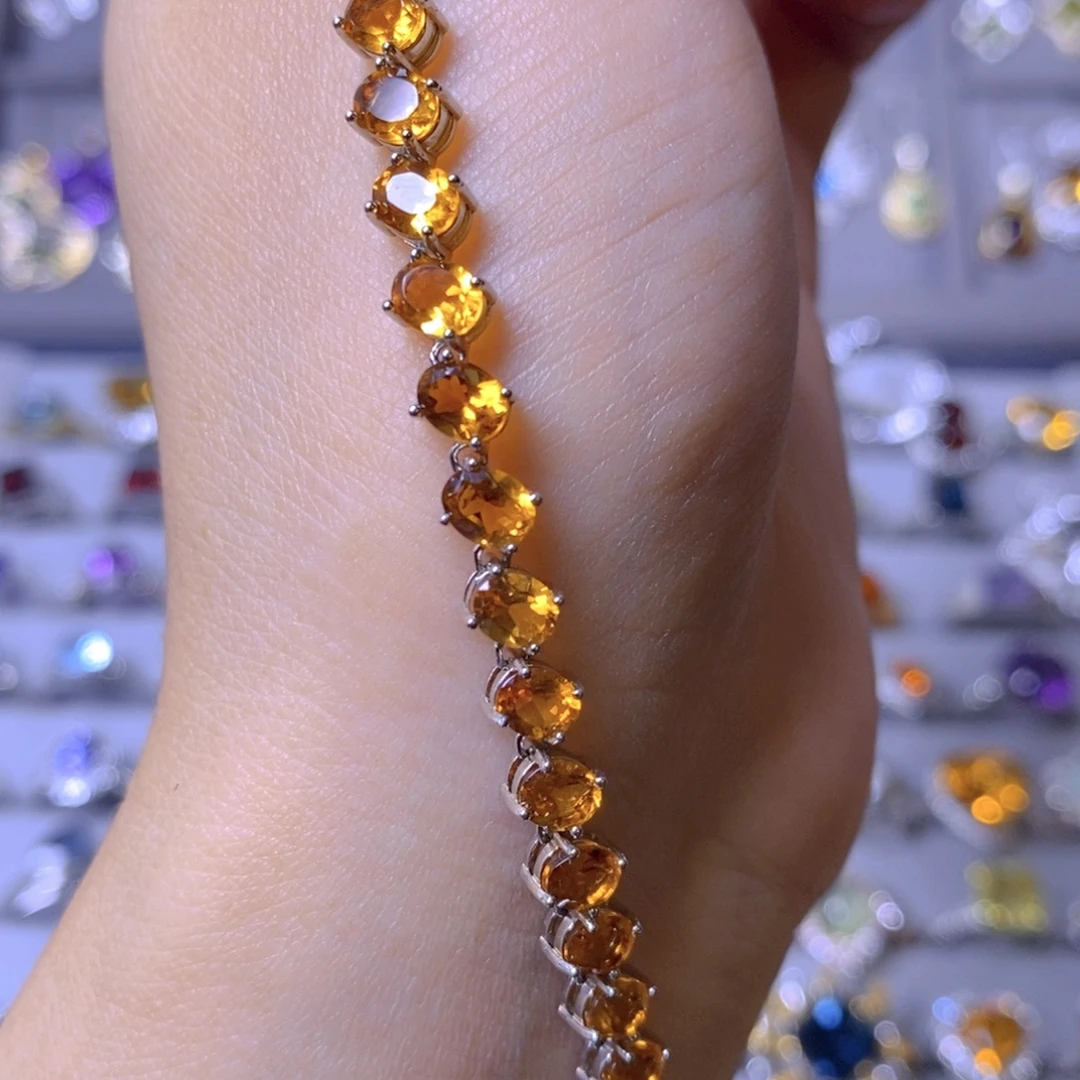 ****镜黄晶手链银S925镶嵌