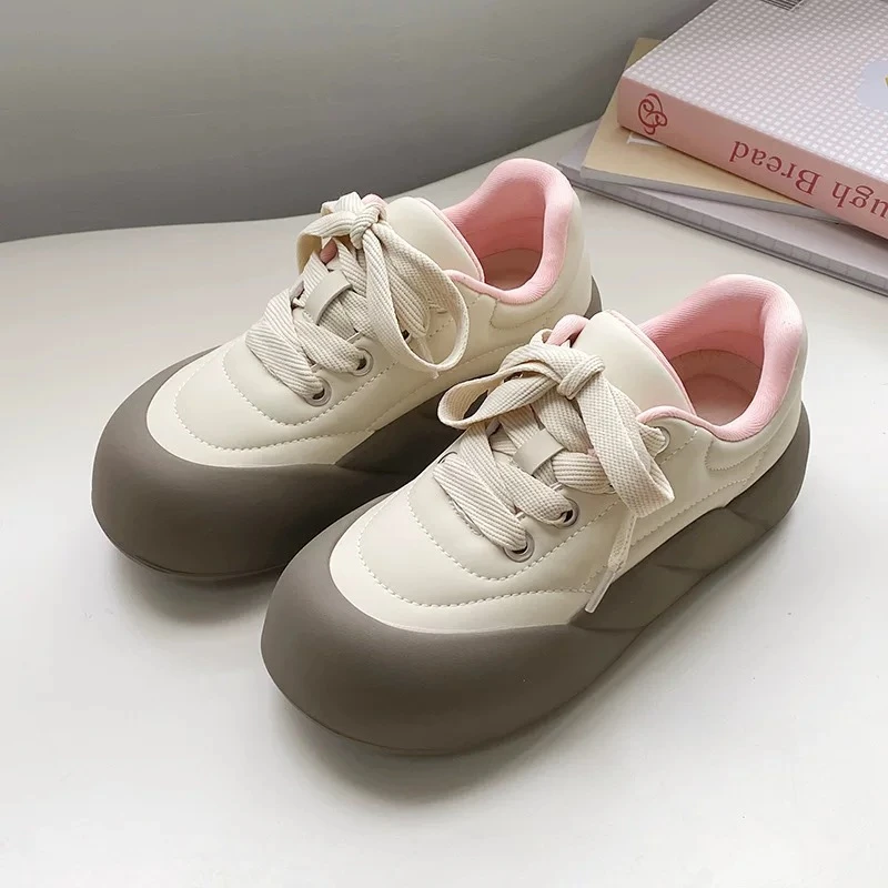【泡芙】伊莎贝尔2025春百搭女鞋小白鞋ins小众丑萌大头厚底面包鞋