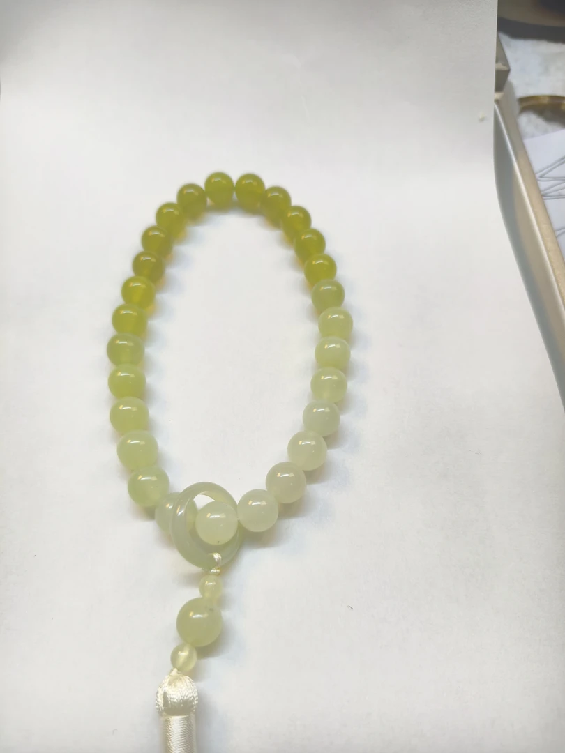 纯天然岫玉男女同款渐变色手串时尚单圈