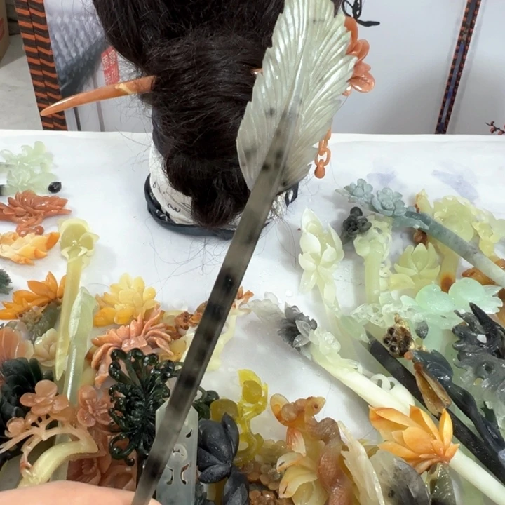 蛇纹石玉发饰未镶嵌毛货发饰