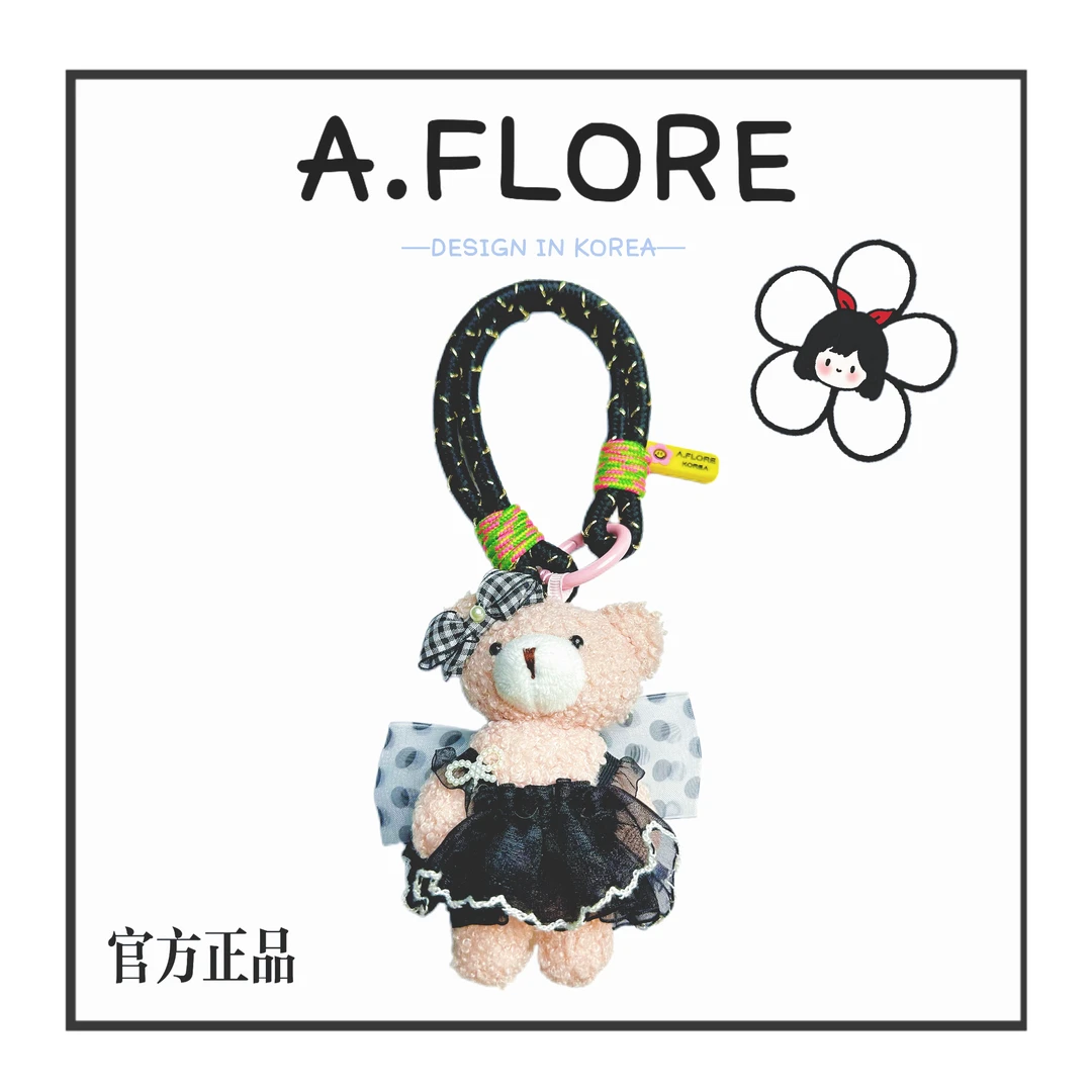 A. FLORE韩国原创手工可爱包包挂件多功能挂饰黑纱裙小熊A019