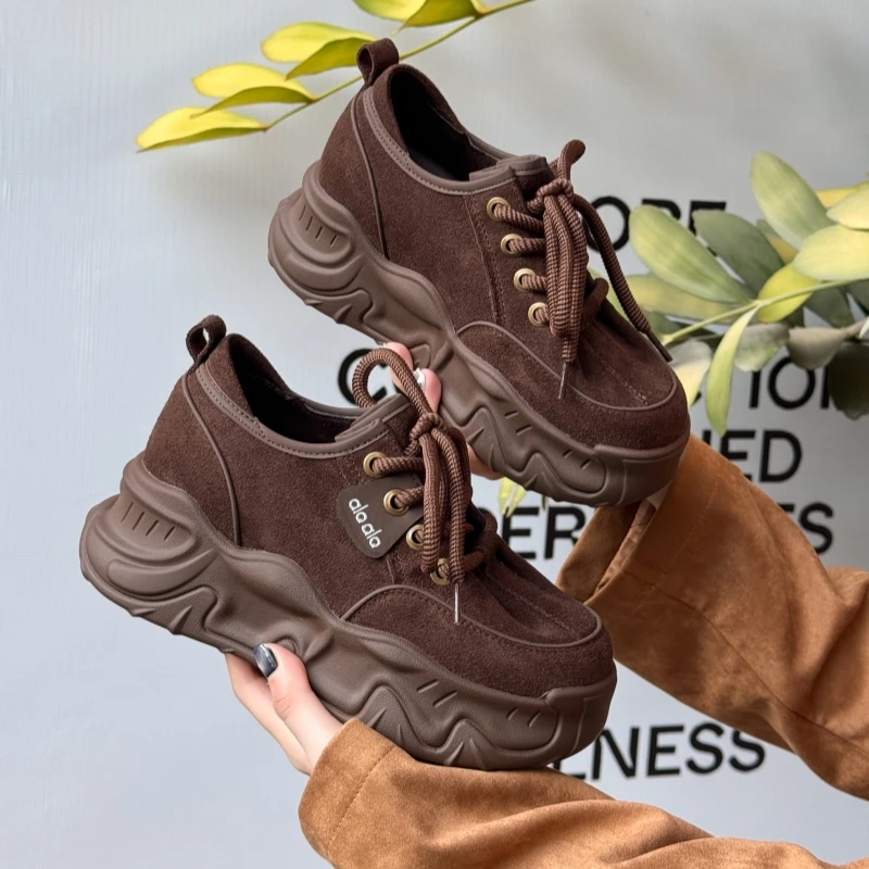 2025秋季新款韩版厚底系带JK小皮鞋英伦风小个子百搭勃肯鞋休闲鞋