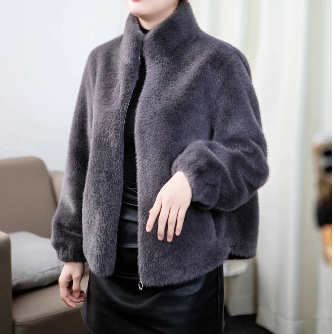 【春季】短款北极貂外套装冬季保暖宽秋时尚休闲中女士简约