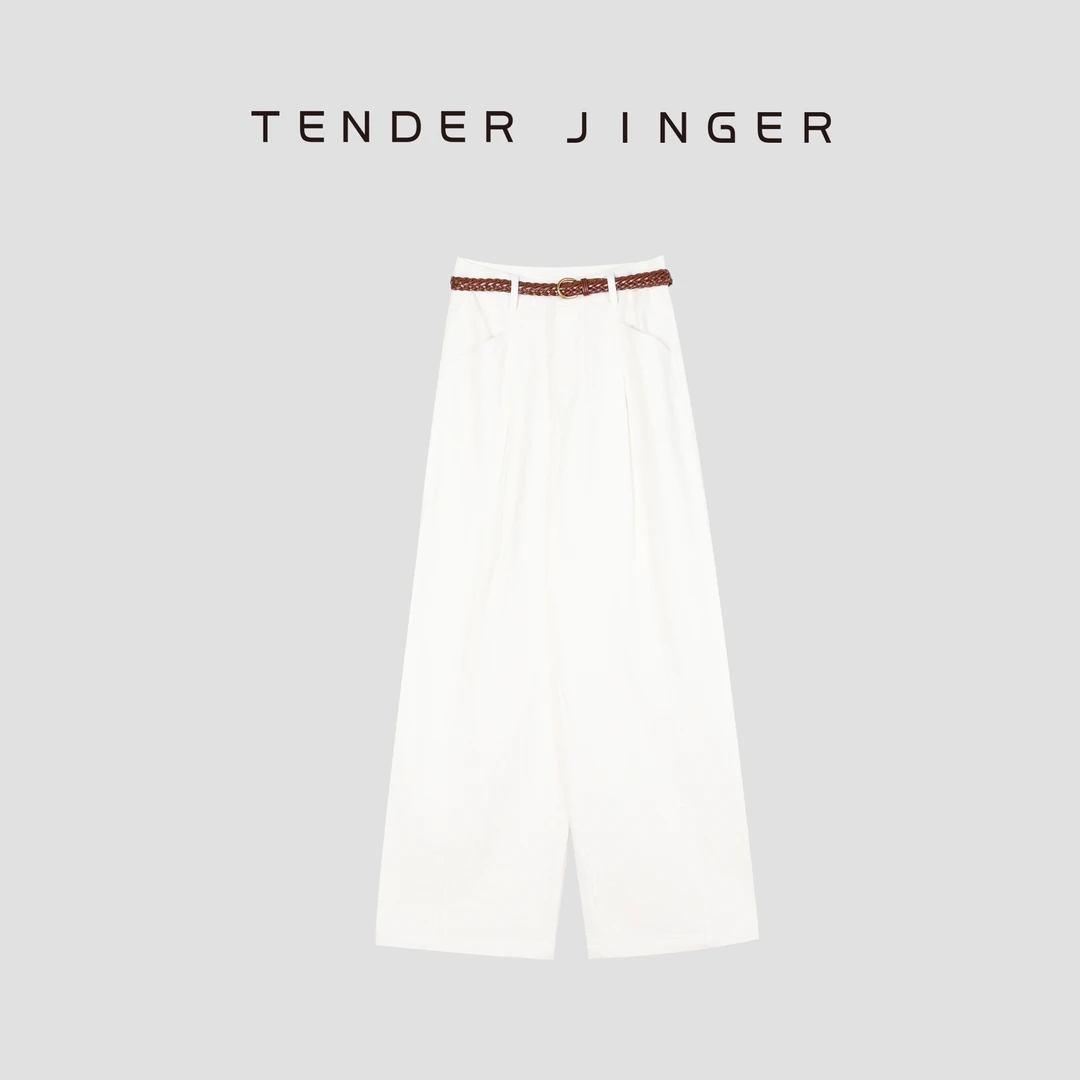 Tender Jinger｜高腰显瘦亚麻混纺直筒阔腿裤T52HAI80815