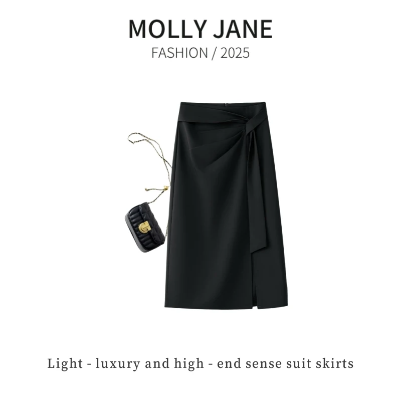 木槿芸轻奢高级感西装半身裙女开叉包臀裙显瘦轻职风半身裙KZ-120