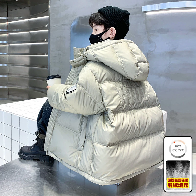 男童羽绒服冬装2025新款冬季中大儿童加厚外套男孩白鸭绒中长款潮