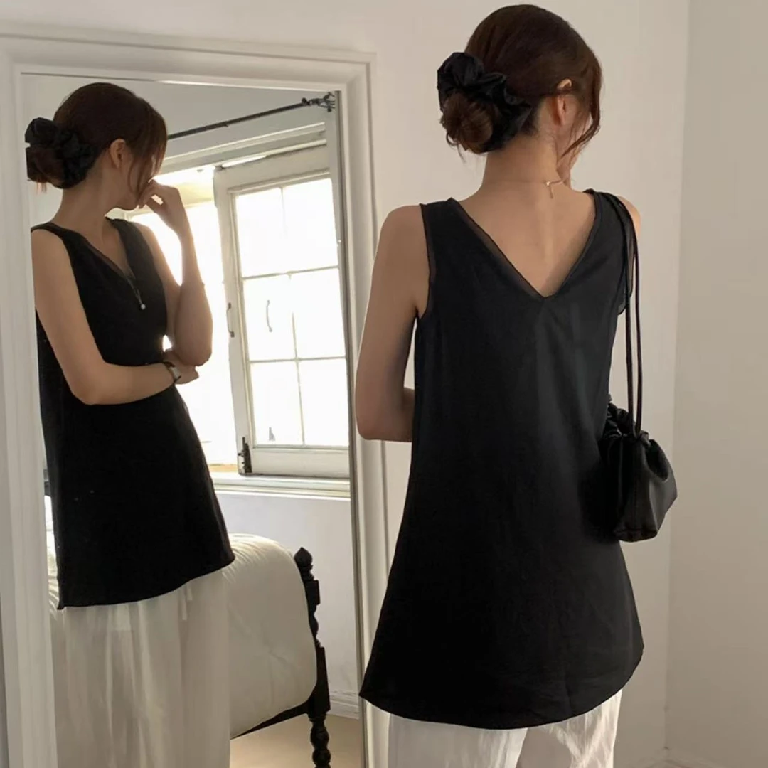 法式V领蕾丝收腰无袖背心连衣裙NO退换OT-5i-08夏季气质宽松显瘦