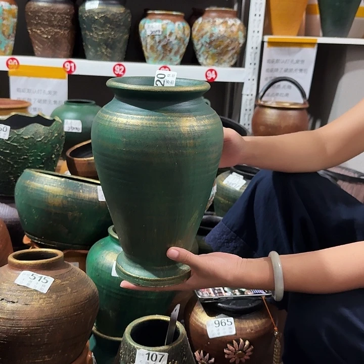 瑕疵金绿鱼尾瓶120高28口径12