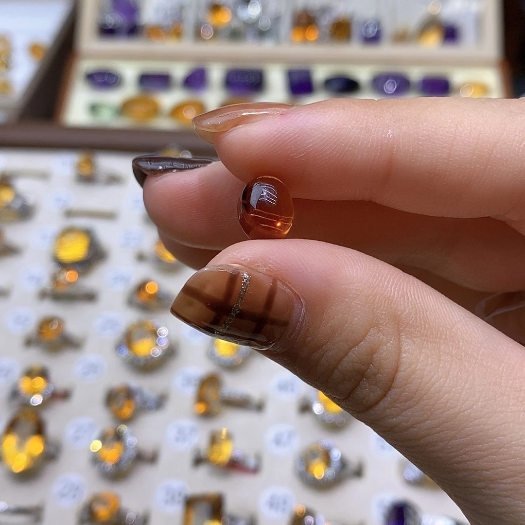 Y***呦未镶嵌水晶戒指纯天然黄水晶裸石定制戒指未镶嵌J