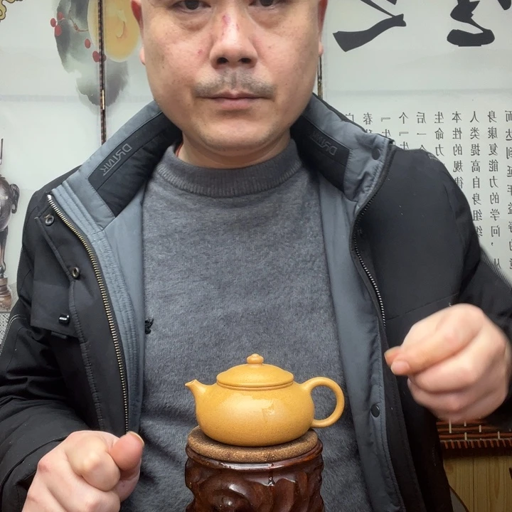茶壶紫砂原矿黄金段全手工寒江165毫升