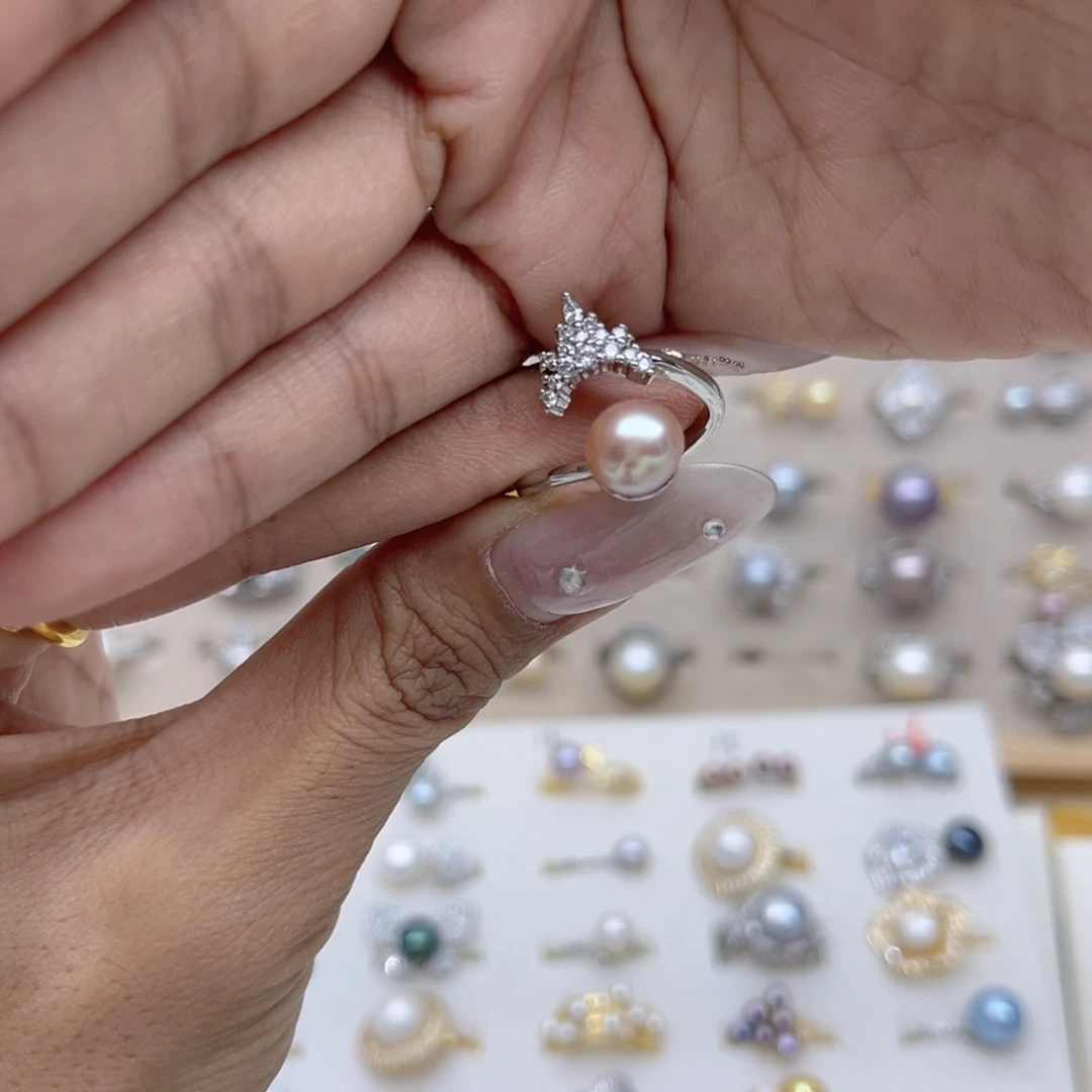 F***S淡水珍珠合金戒指