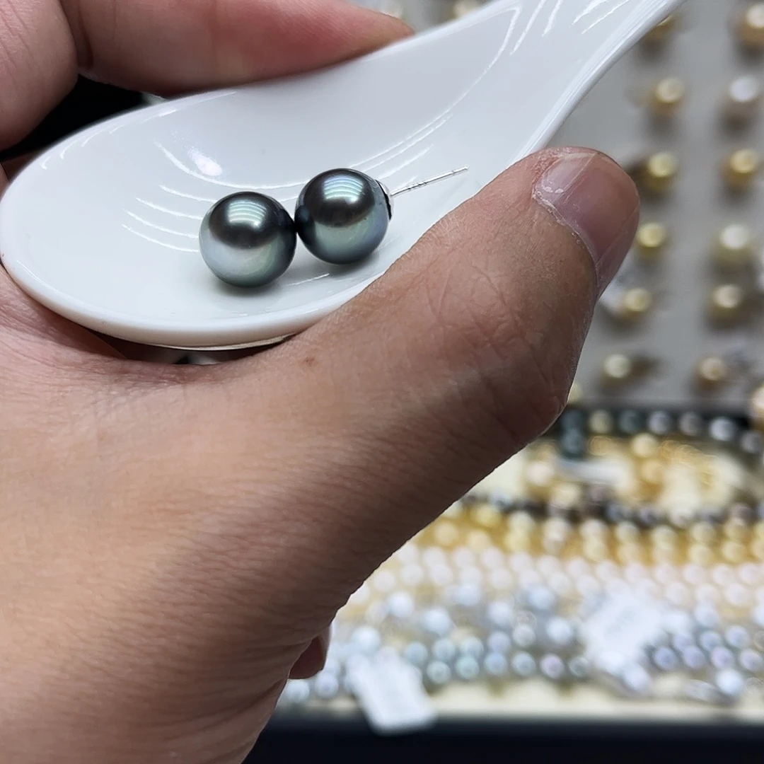 耳饰银S925镶嵌海水珍珠
