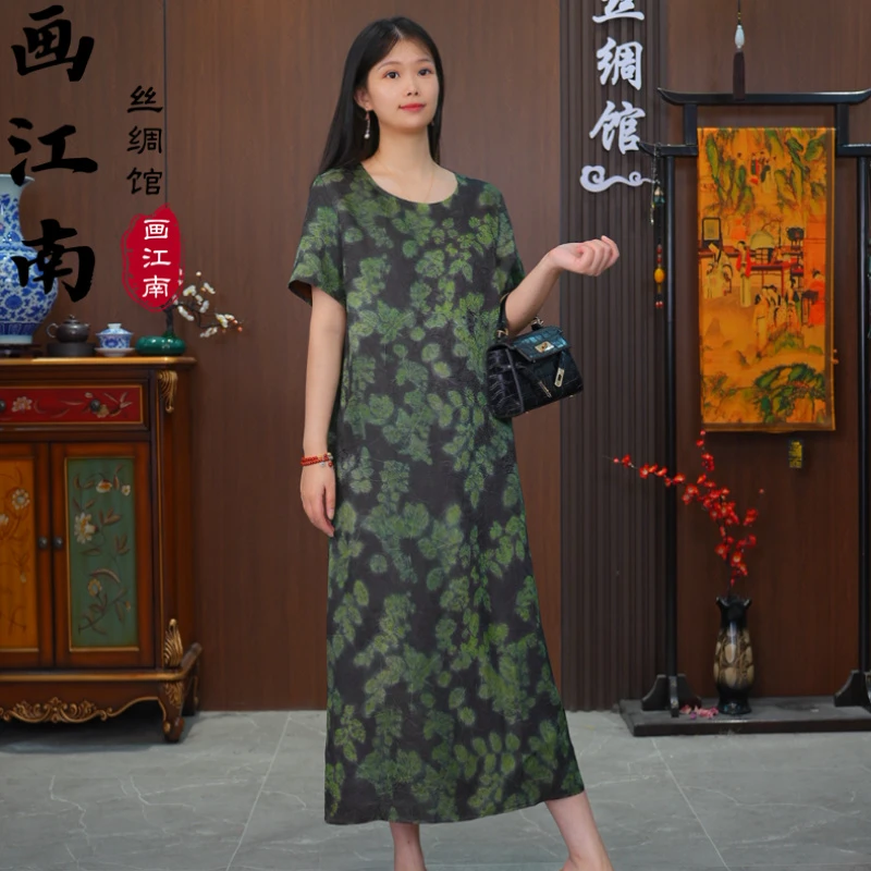 3116款高端定制古法老料连衣裙女阔太太贵气质轻奢长裙