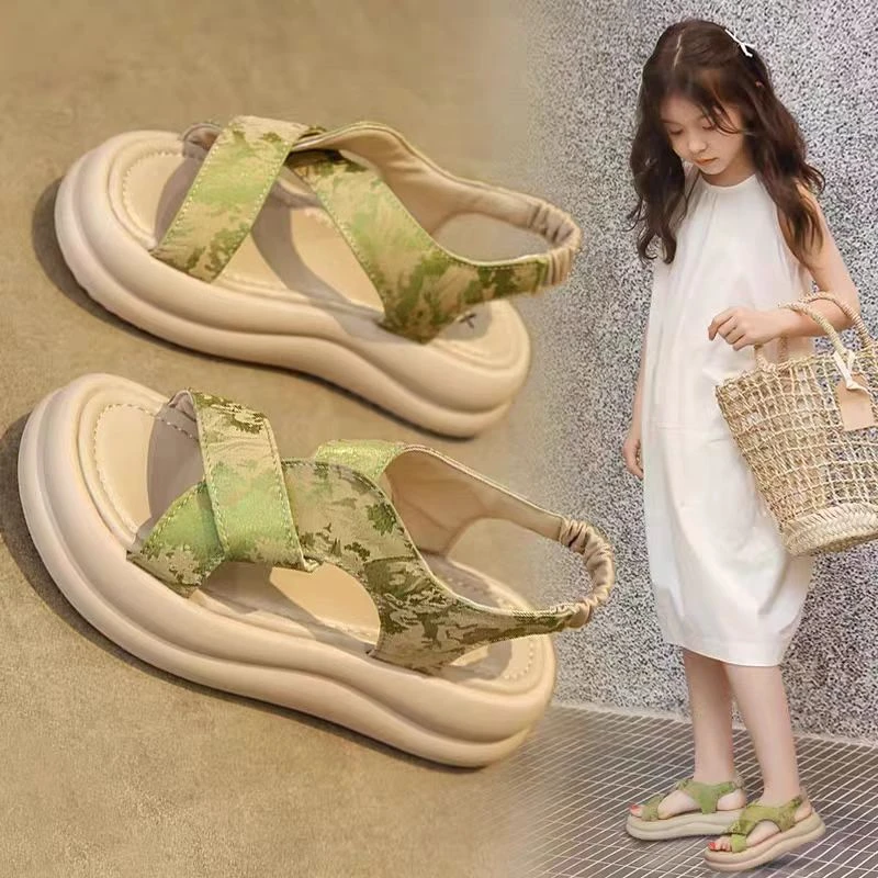 女童凉鞋儿童洋气凉拖公主鞋子2025夏季新款小女孩韩系沙滩罗马鞋