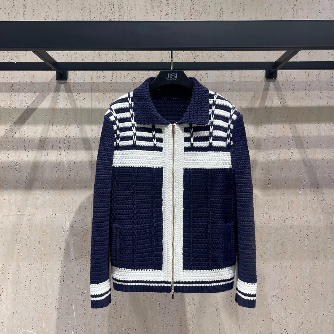 JISI 条纹撞色开衫外套-MZ24621