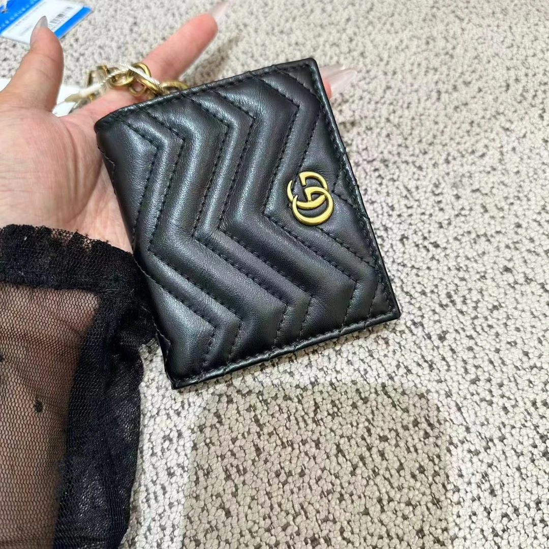 95新 GUCCI/古驰 Gucci黑色牛皮卡 US5682