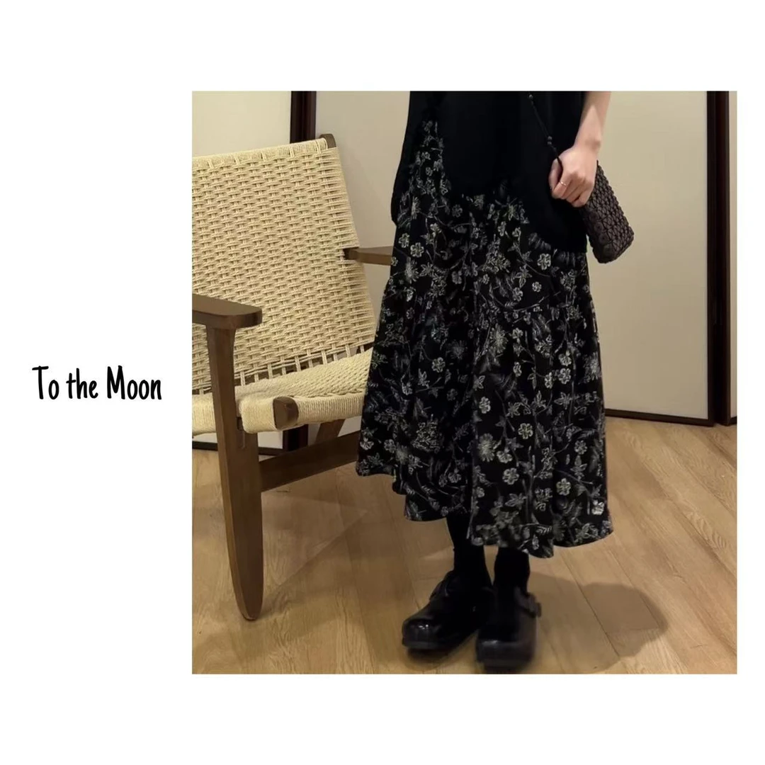 UpSd 原创【荒荒花半裙】三段式花裙子显瘦半身裙春高腰Getmoon