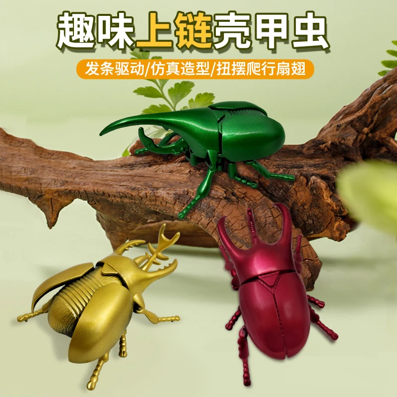 昆虫甲壳虫仿真动物发条甲虫玩具独角仙上链发条金龟子玩具甲虫玩