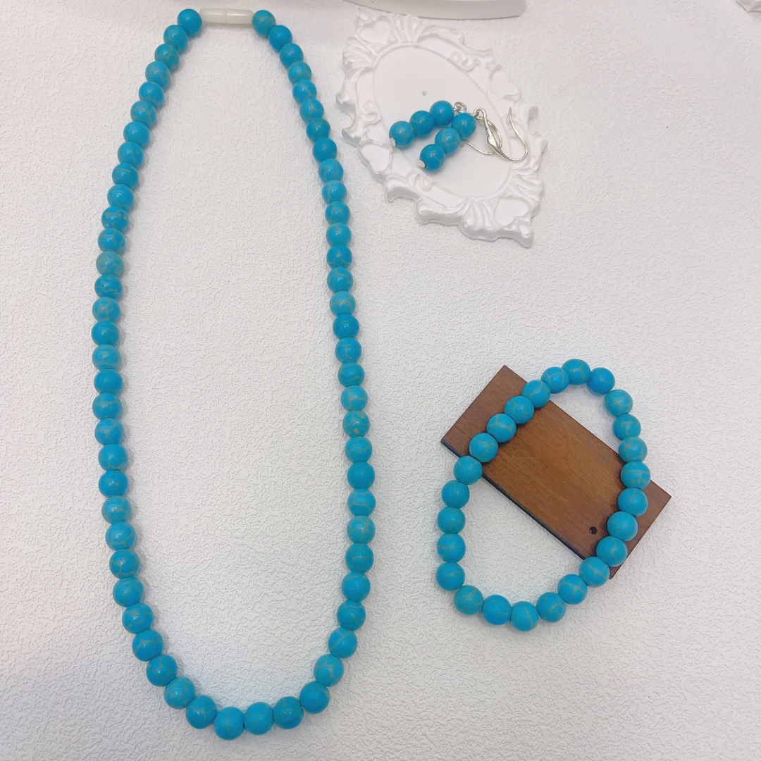 铜合金树脂项链 非金属树脂delzok项链百搭饰品蓝色三件套3264