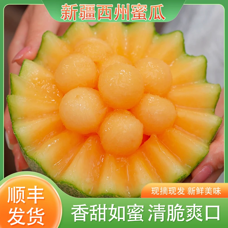 【顺丰空运】新疆西州蜜瓜25号脆甜多汁哈密瓜现摘现发精选4斤起