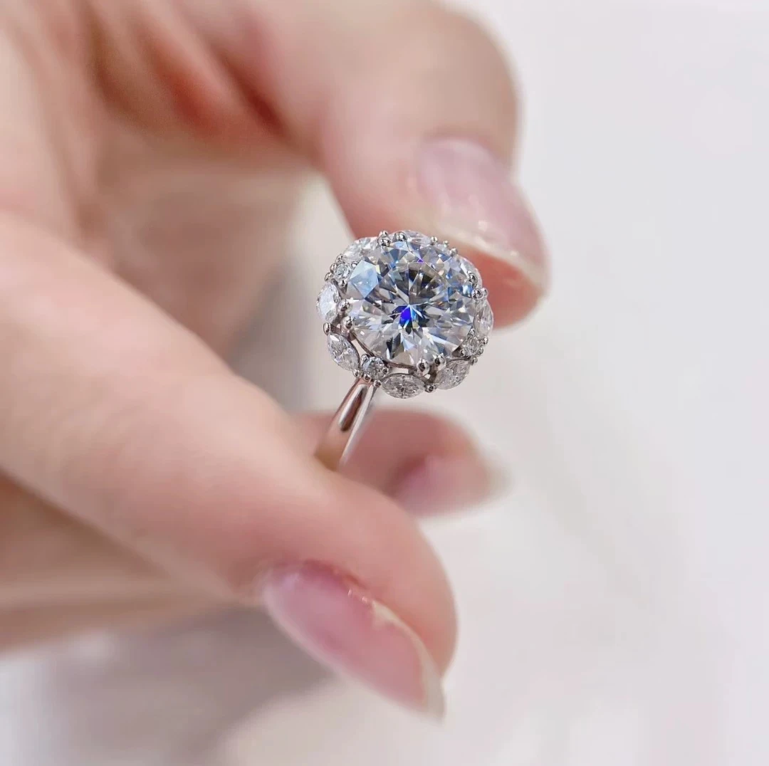 925银莫桑石银制品 【许妍同款】S925纯银经典精致时尚轻奢镶嵌女戒