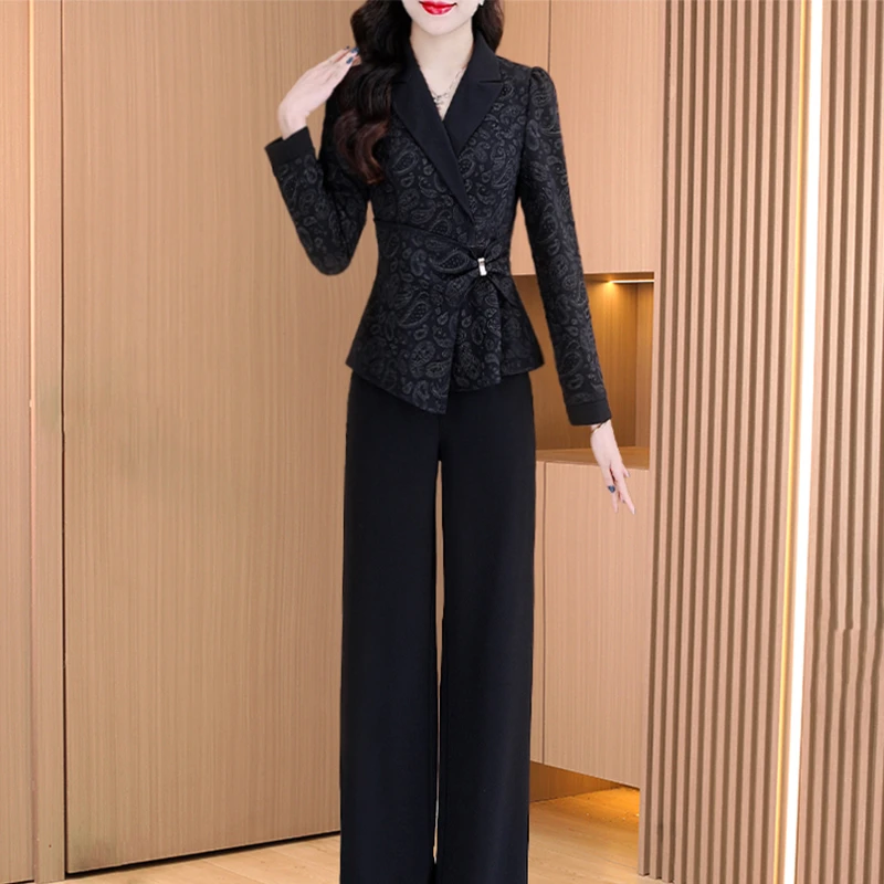 【两件套】27986梦晚秋季轻奢贵夫人气质时尚大气休闲修身显瘦套裤