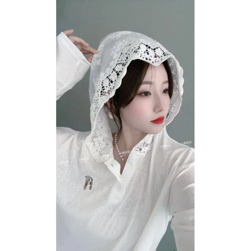 小雅姐姐 长耳狗花边连帽长袖防晒衣HO08