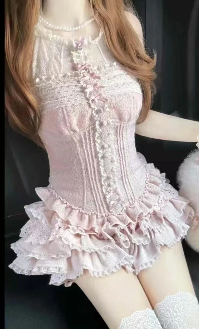 【直播间扣号】夏季新款甜美风软妹显瘦修身蝴蝶结套装