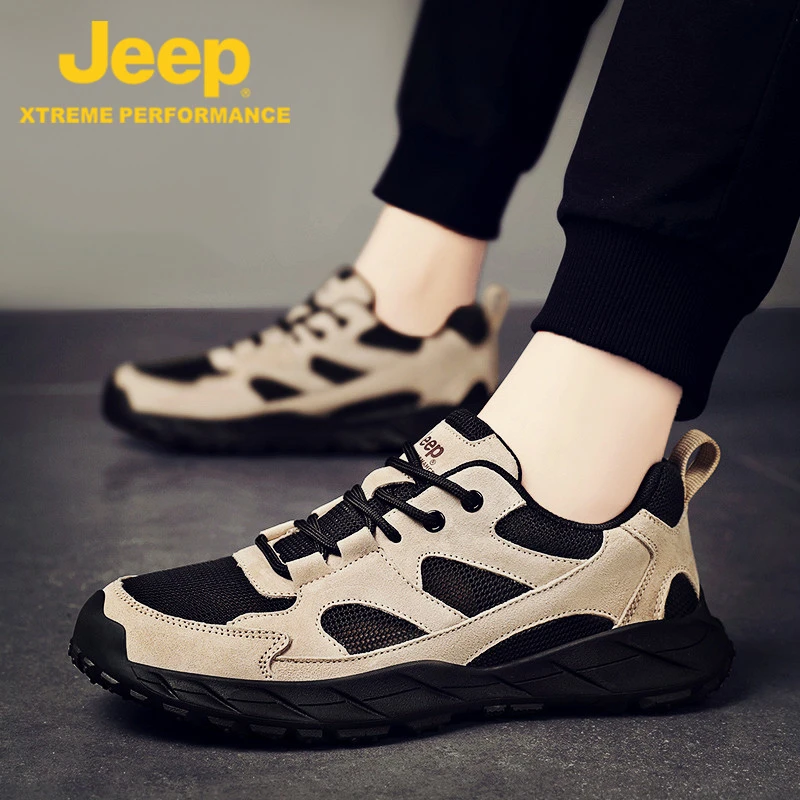 JEEP吉普老爹鞋男鞋春季款2025新款网面休闲徒步登山运动鞋子男士