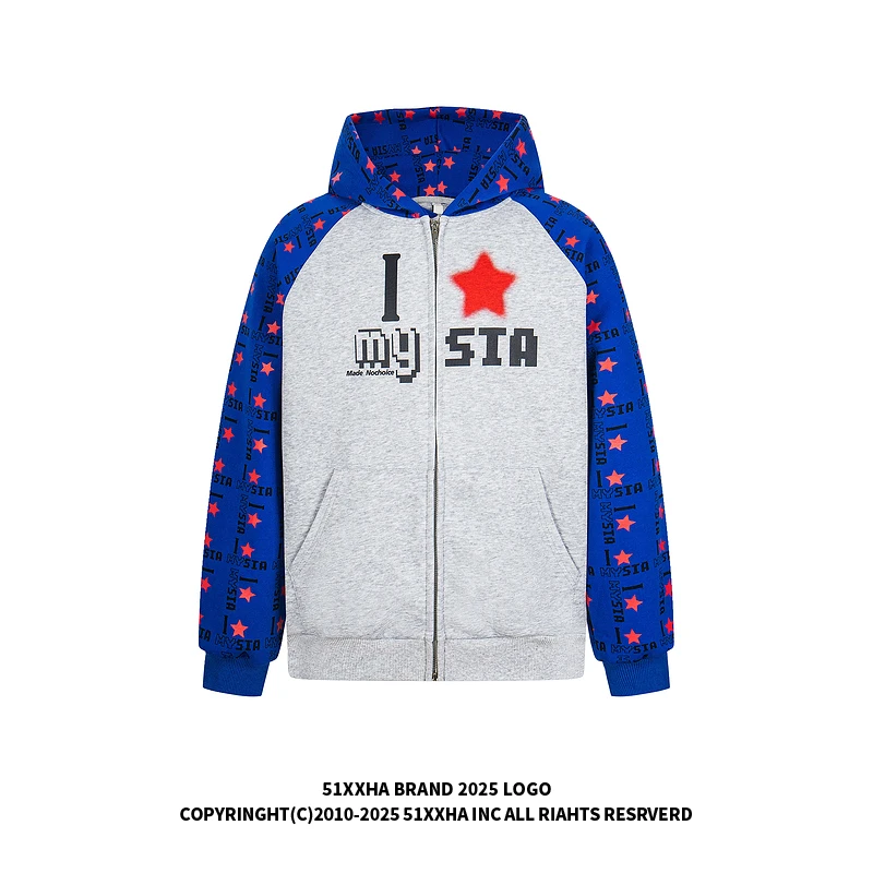 51嘻哈vintage美式卫衣男款潮牌hiphop重磅字母印花宽松连帽外套