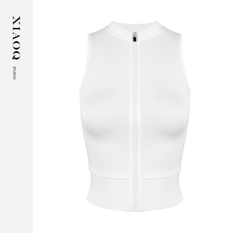 XIAOQ「百变神器」弹性无袖拉链设计四季必备修身基础内搭衣女85416