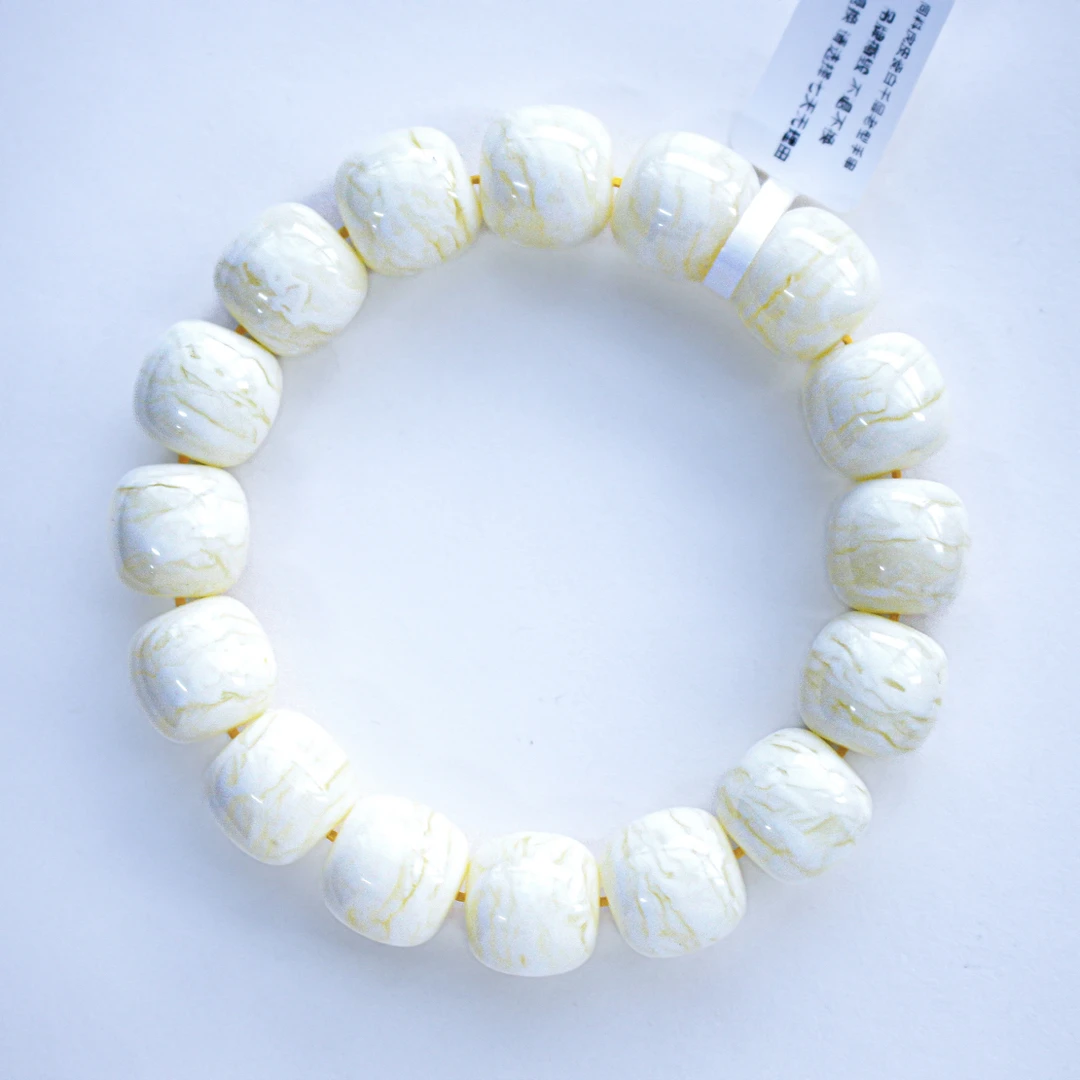 同料14mm顶极瓷白虎皮千层雪老型蜜蜡手串27.14克收藏级 男士手串