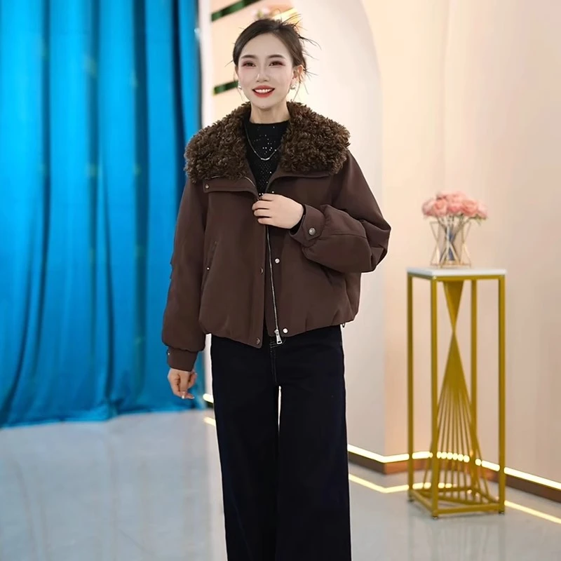 时尚宽松毛领羽绒服轻奢2025冬季新款中老年妈妈显瘦加厚保暖外套