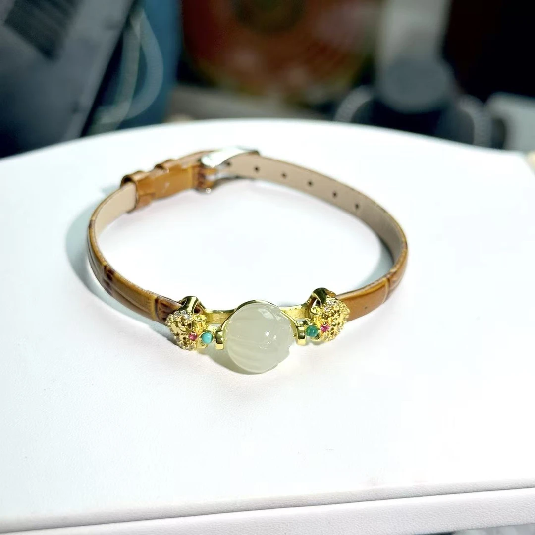 【Y33】和田玉珠表带手链多样性发其一