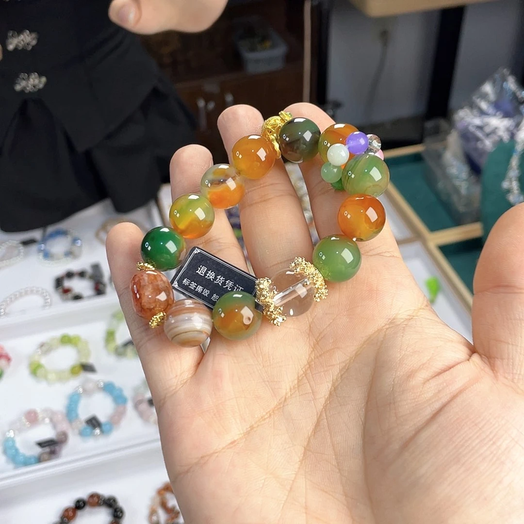 水晶手链银S925镀金镶嵌