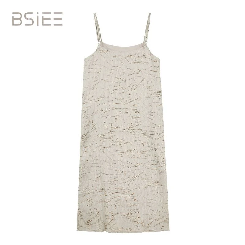 BSIEE/本涩肌理国风印花吊带裙气质时尚百搭