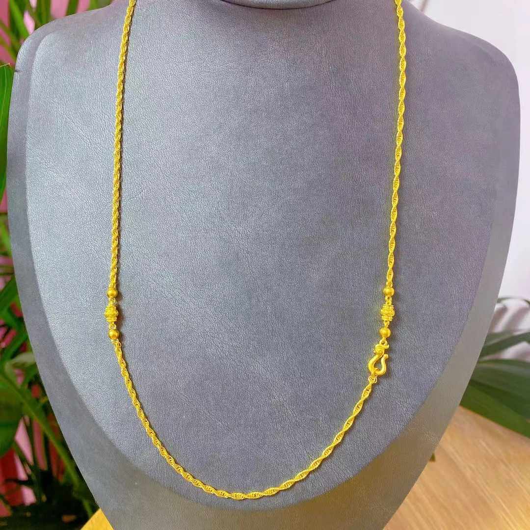 足金999 简约百搭素款单扣项链