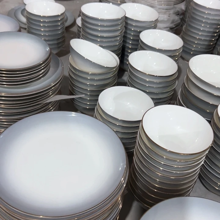 瓷渐变辉米饭碗10个深盘六个歉浅盘四个