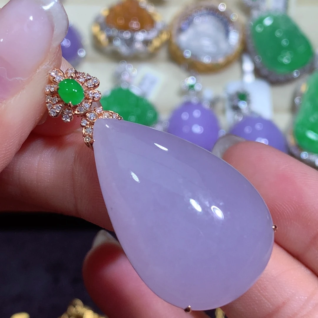 翡翠18K金镶嵌吊坠(不含链)