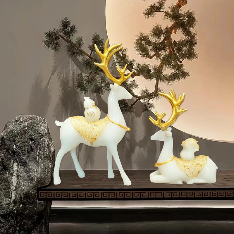 轻奢客厅电视柜入户玄关创意家居装饰品乔迁礼品简约摆设新房麋鹿