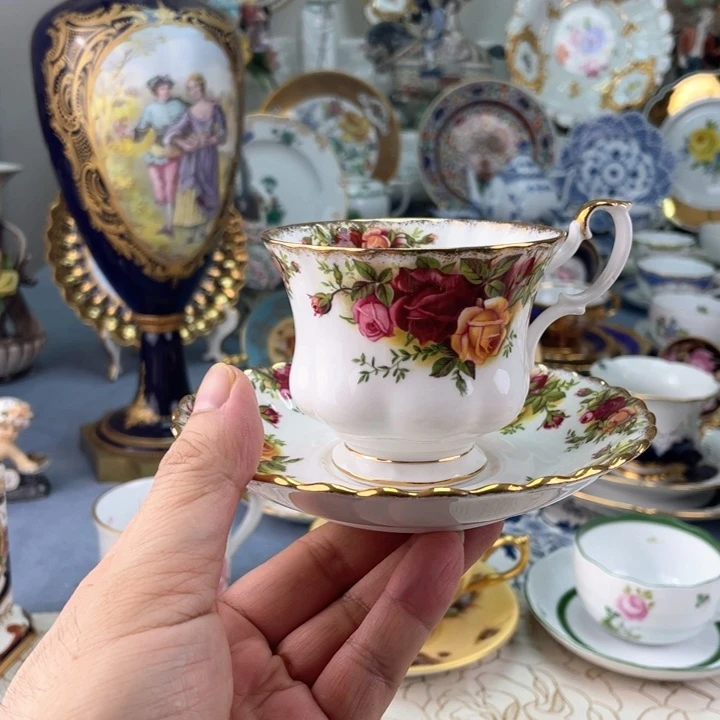 中古瓷器小房子盘子