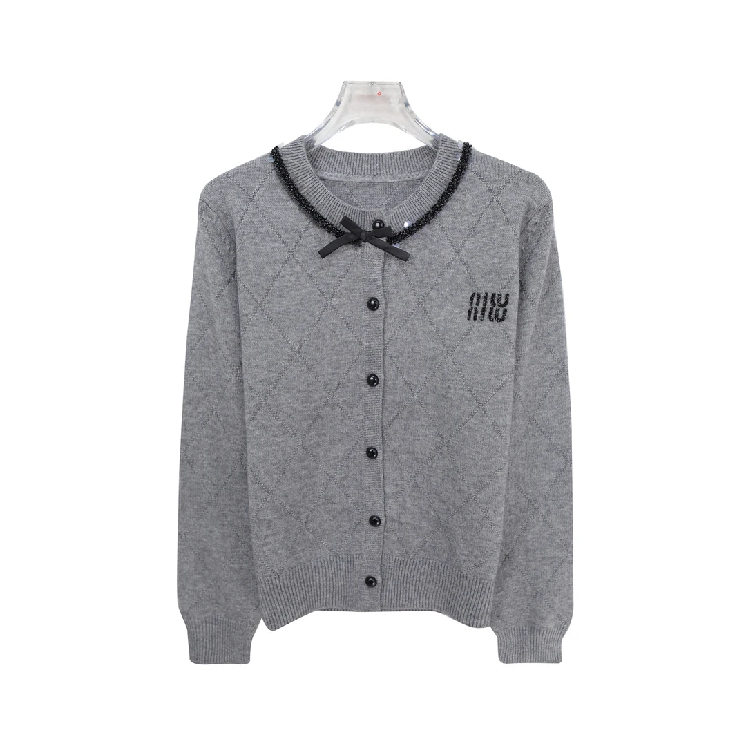 秋冬知性优雅毛衣开衫气质蝴蝶结圆领针织上衣S5533