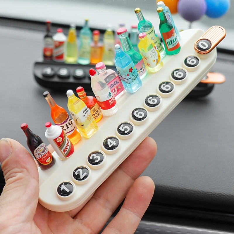 新款汽车停车号码牌可爱临时挪车牌女生移车牌酒瓶挪车牌内饰装饰