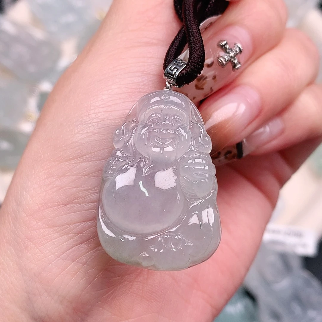 翡翠颈饰18K金镶嵌冰财神41，34，24，5