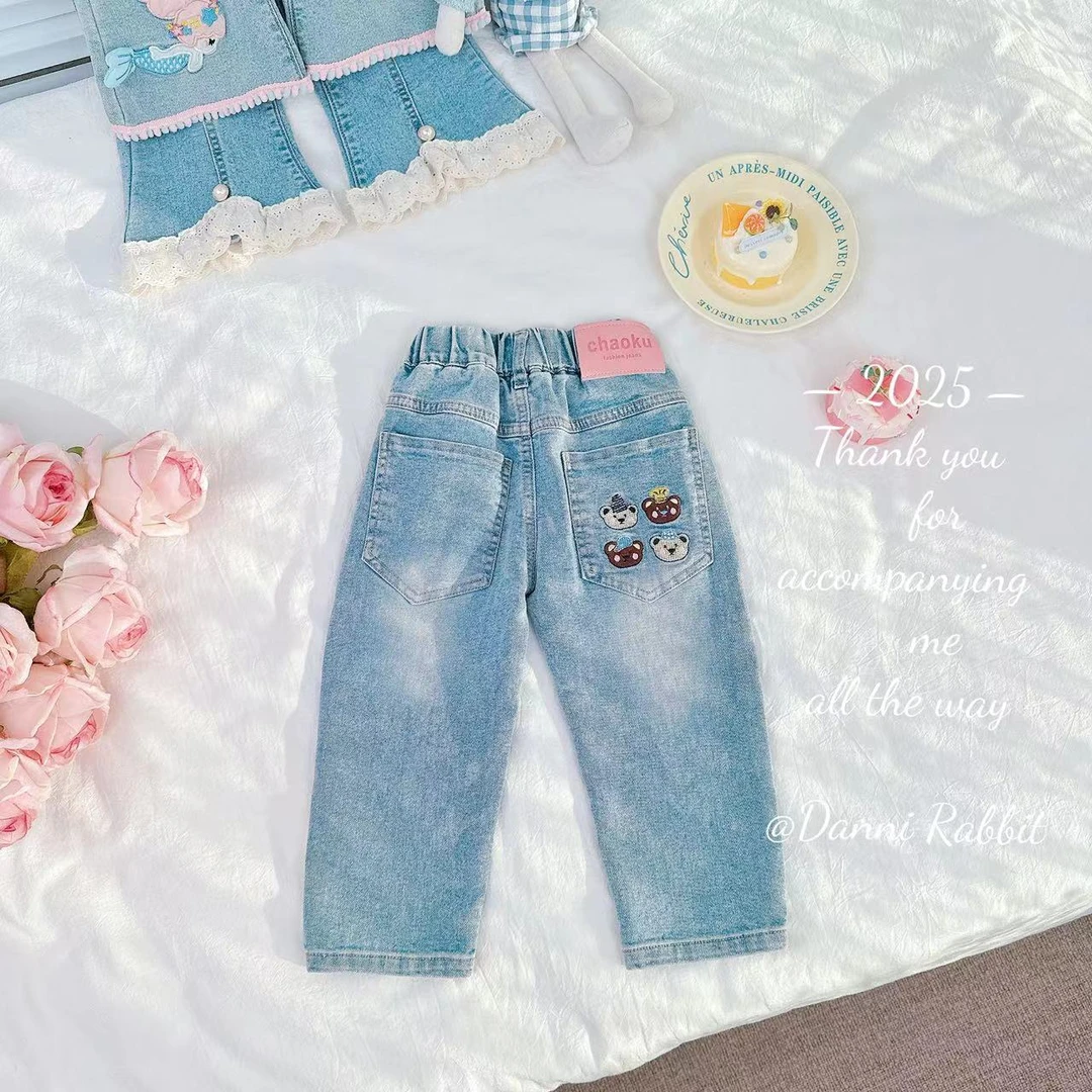 【Dannirabbit】卡哇伊口袋刺绣四只小熊牛仔裤* 【卡码拍大】D-A90